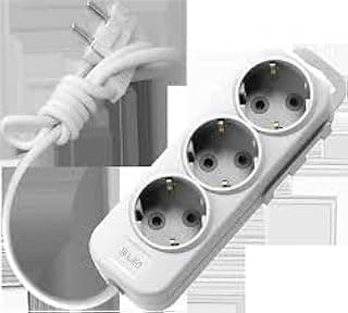 Elbi 3'lü Grup Priz, 2 Metre Kablolu, Beyaz