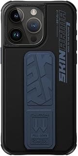 Skinarma SLATE iPhone 15 Pro Max İle Uyumlu entegre katlanabilir tutma yeri ve köşe tampon korumalı telefon kılıfı ile ince koruyucu kılıf (Mavi)