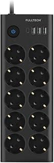 NeKuBa Type-C Port Girişli Akım Korumalı 10'lu Priz, 3 USB, 1 Type-C Giriş, Isıya Dayanıklı, Grup Priz, Çoklu Uzatma Kablo, Siyah, 1.4 Metre