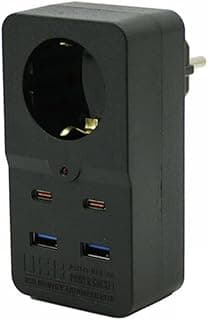 chermik Winnboss-3438 Termal Akım Korumalı Duvar Tipi Priz - 2 USB, 2 Type-C, Siyah, CHRMK6514