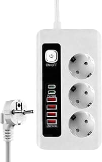 3500W Akım Korumalı Çoklu Priz - 3 Priz Girişi, 2 Type-C + 4 USB Port, PD 18W Hızlı Şarj, Açma/Kapama Anahtarı, 2 Metre Kablolu Uzatma Prizi