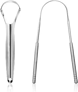 Jouis Dil Temizleyici,Ağız Bakım Seti, 2 'si 1 Arada Paslanmaz Çelik Ağız ve Dil Temizleyici Aparat (Paslanmaz 1. Sınıf) 2'li SET