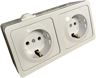 Ne-Ad Sıvaüstü İkili Topraklı Priz - 2P+N 16A 220V, Topraklama Kontaklı, Dayanıklı ABS Gövde, Ev ve Atölye Kullanımına Uygun Kombine Priz, 14x7x4,4 cm