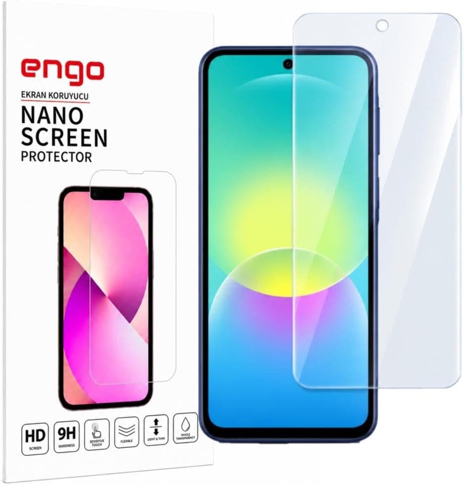 Engo Samsung Galaxy A27 5G İle Uyumlu Ekran Koruyucu 9H Temperli Kırılmaz Esnek Nano Cam, Çizilmeye Dayanıklı Koruma, HD Şeffaf SM-A276B