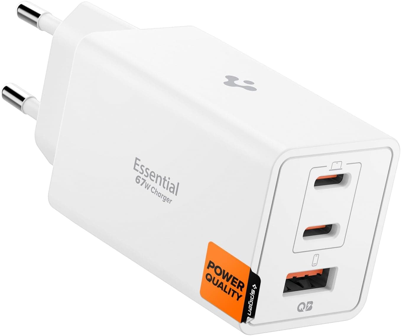 Spigen 67W USB-C + USB-A 3 Port Hızlı Şarj Aleti PPS 3.0 Super Hızlı Şarj GaN Pro Isı Düşürücü Güç Adaptörü Akım Koruma iPhone &amp; Android &amp; iPad &amp; MacBook Type-C Beyaz - ACH08710 (Spigen TR Garantili)