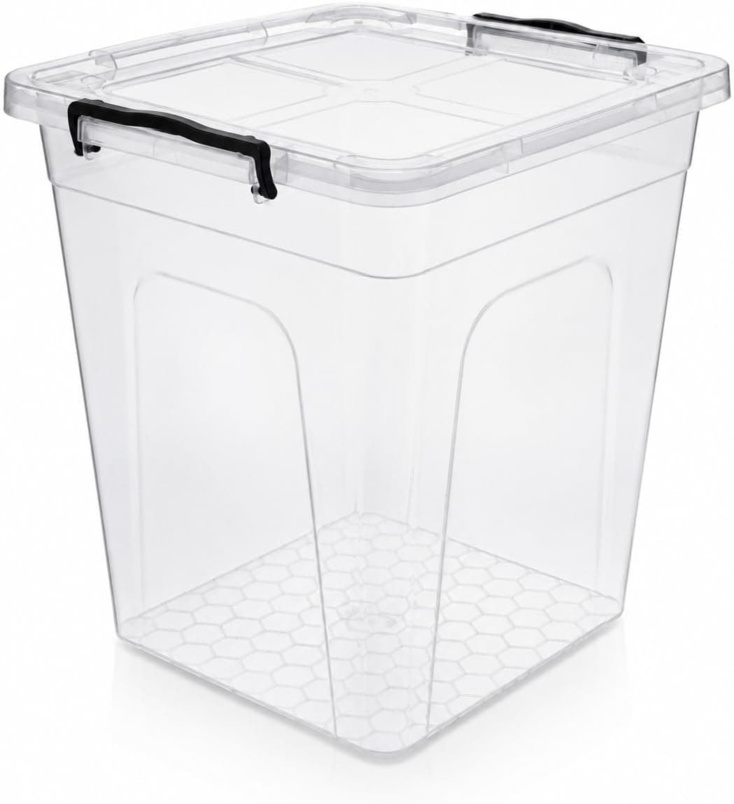 Derin Erzak Saklama Kabı Kapaklı, Kilitli Klipsli Saklama Kutusu, BPA Free, Çok Amaçlı Kiler, Mutfak ve Ev Düzenleme Kutusu, Şeffaf Plastik Organizer, 20 Litre