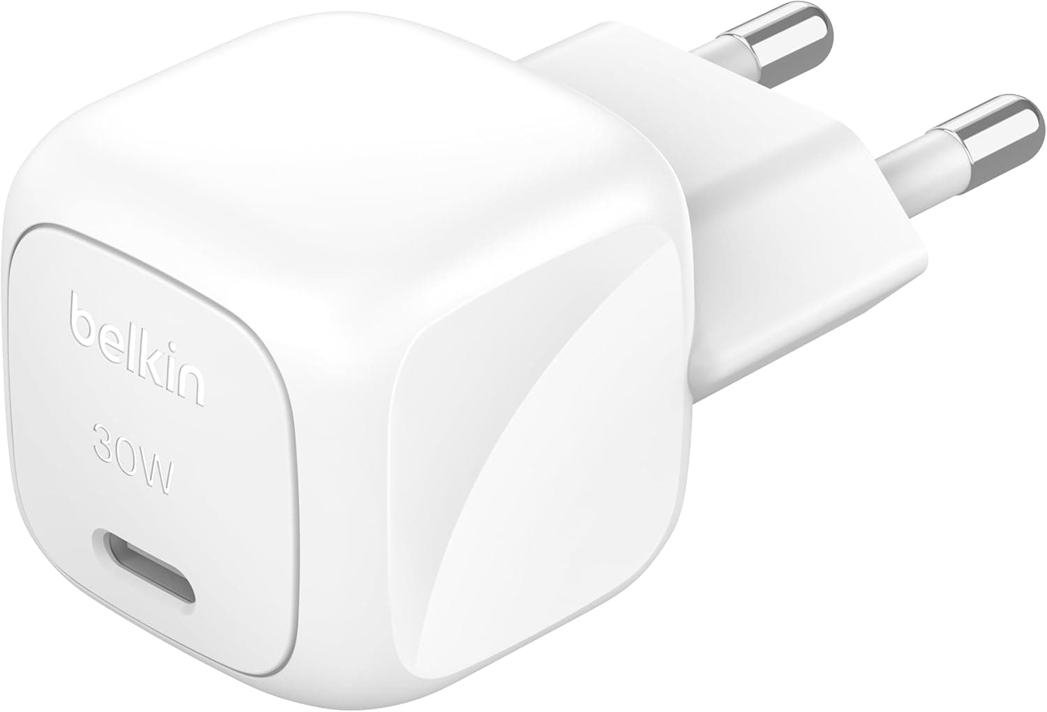 Belkin BoostCharge Kompakt Duvar Şarj Cihazı 30 W, Seyahat Dostu USB-C Power Delivery Hızlı Şarj, iPhone, Samsung Galaxy, iPad, AirPods, Tablet ve Daha Fazlası - Beyaz