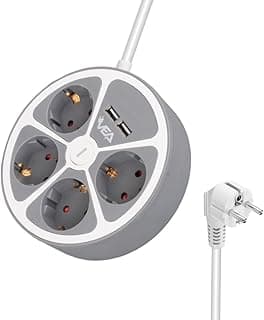 4 Priz, 2 USB’li, Anahtarlı, 1.5 Metre, 3680 Watt, 16 Amper Grup Priz