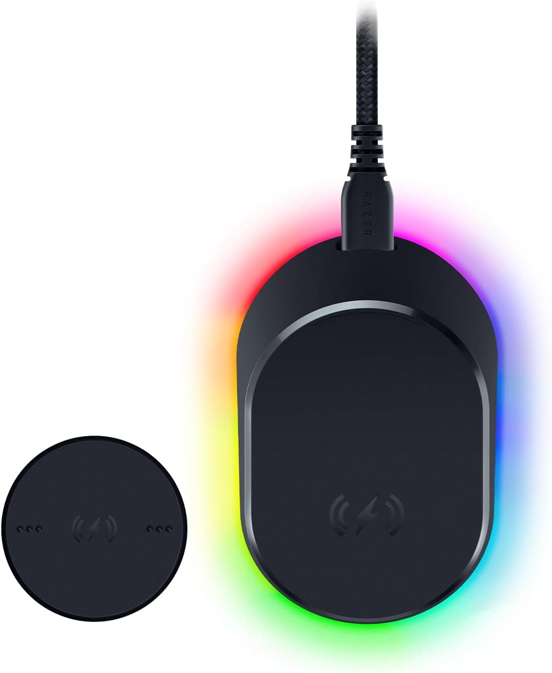 Razer Mouse Dock Pro ve Şarj Yuvası - Razer Oyun Fareleri için (Manyetik Kablosuz Şarj Yuvası, Hiperspeed 4K, 8 RGB Renkli Aydınlatma ve Uyumlu Fareler için Modül) Siyah