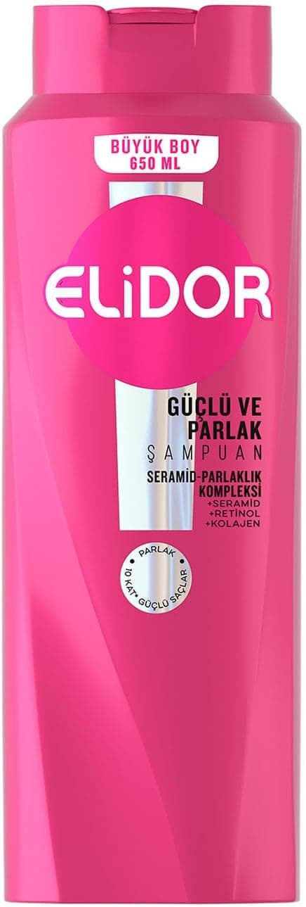Elidor Saç Bakım Şampuanı, Güçlü ve Parlak, 650 ml