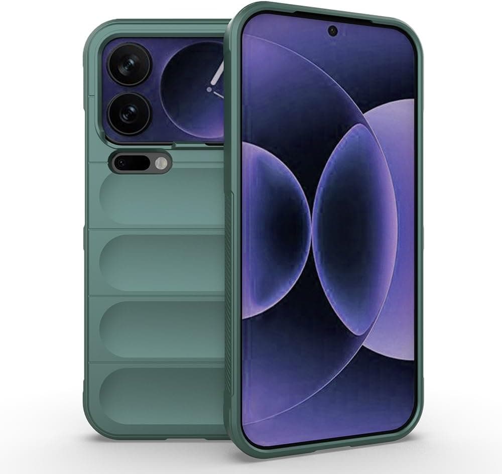 Coverzone Xiaomi 17 Pro Max İle Uyumlu Kılıf TPU Oyuklu Arka Yüzey Z-Etnik Esnek Silikon Kapak O-tto Prime Silikon Mi 17 Pro Max için Kılıf Koyu Yeşil