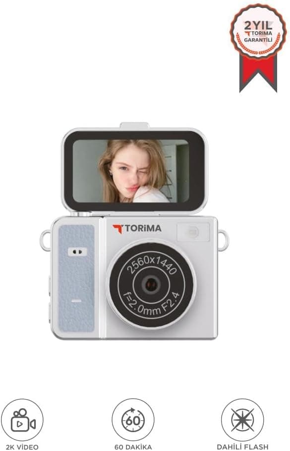 Torima CMR-46 Mavi Mini Dijital Kamera 2K Flip Ekranlı Video Kamera