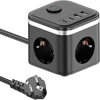 3680W Pro Power 2xType-C ve 2x USB Girişli Anahtarlı 3lü Çoğaltıcı Küp 2mt Kablolu Priz