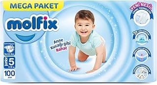 Molfix Mega Paket Bebek Bezi, Junior 5 Beden, 90+10 Adet, Yeni Nesil Rahat Teknoloji, 12-18 kg