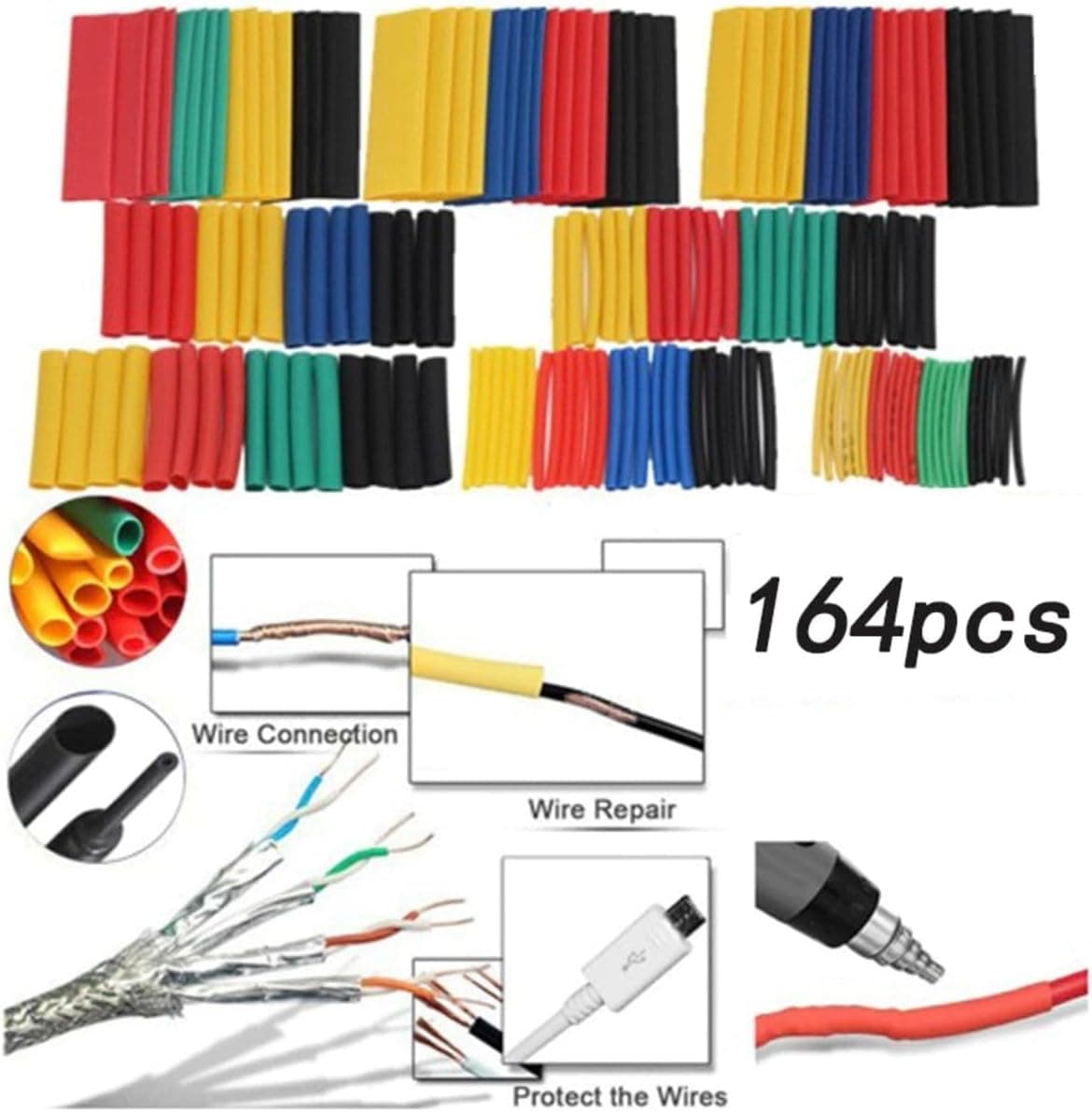Makaron Set Isı Ile Daralan Kablo Seti 164 Parça 8 Boy