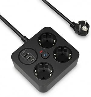 Akım Korumalı Çoklu Priz, 2 Adet USB ve 2 Adet Type-C Girişi, 3 Adet Priz Girişi, 3250W Termal Korumalı, 1.8 Metre Kablo Uzunluğu, Hızlı Şarj Destekli, Tüm Cihazlar İçin Uygun Çoklu Şarj İstasyonu