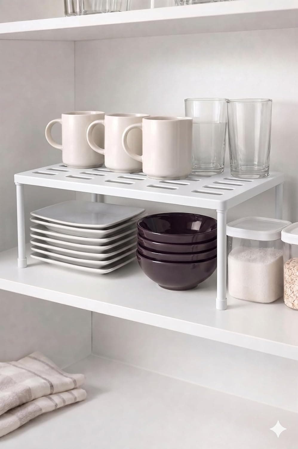2 Adet Set Dolap İçi Düzenleyici Raf Organizer 31x20x15 cm | Kaymaz Ayaklı, Havalandırma Delikli, Kolay Monte Edilebilir, Mutfak ve Banyo İçin, Dayanıklı Malzeme