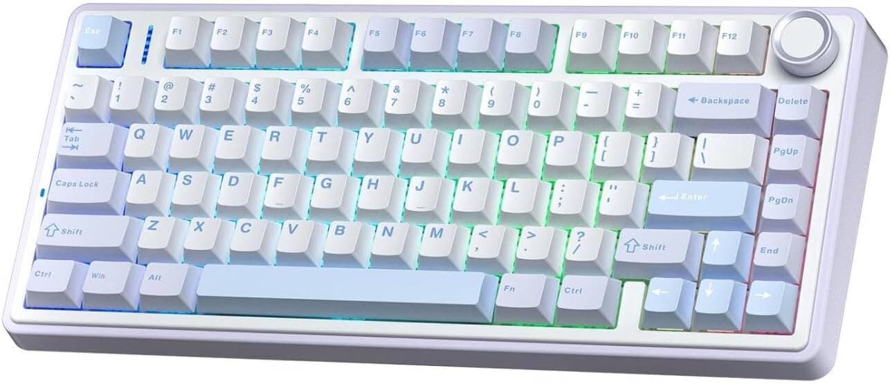 Aula F75 Mekanik RGB TKL Gray Switch Kablosuz Makrolu Hot Swap Klavye Buz Mavisi