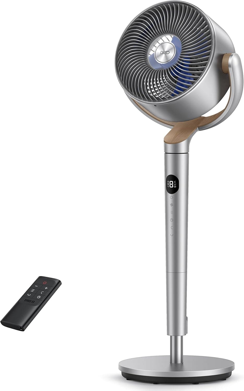 Dreo Yatak Odası için Ayaklı Fan, 8 Hız &amp; 6 Mod, 23 dB Ultra Sessiz Motor, 120° Yatay/Dikey Salınım, 26m Rüzga Mesafesi, Zamanlayıcı &amp; Uzaktan Kumanda, TurboPoly™ 502