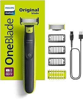 Philips OneBlade Yüz ve Vücut için Hibrit Tıraş Makinesi,Sakal Şekillendirici, Islak/Kuru Kullanım, 3 Kirli Sakal Tarağı, 1 Yedek Bıçak, Vücut Tarağı, Cilt Koruması, Çift Taraflı Bıçak, QP2824/10