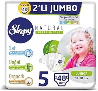 Sleepy Natural Ultra Hassas 5 Beden Junior 48'li Bebek Bezi (2 x 24 Adet)