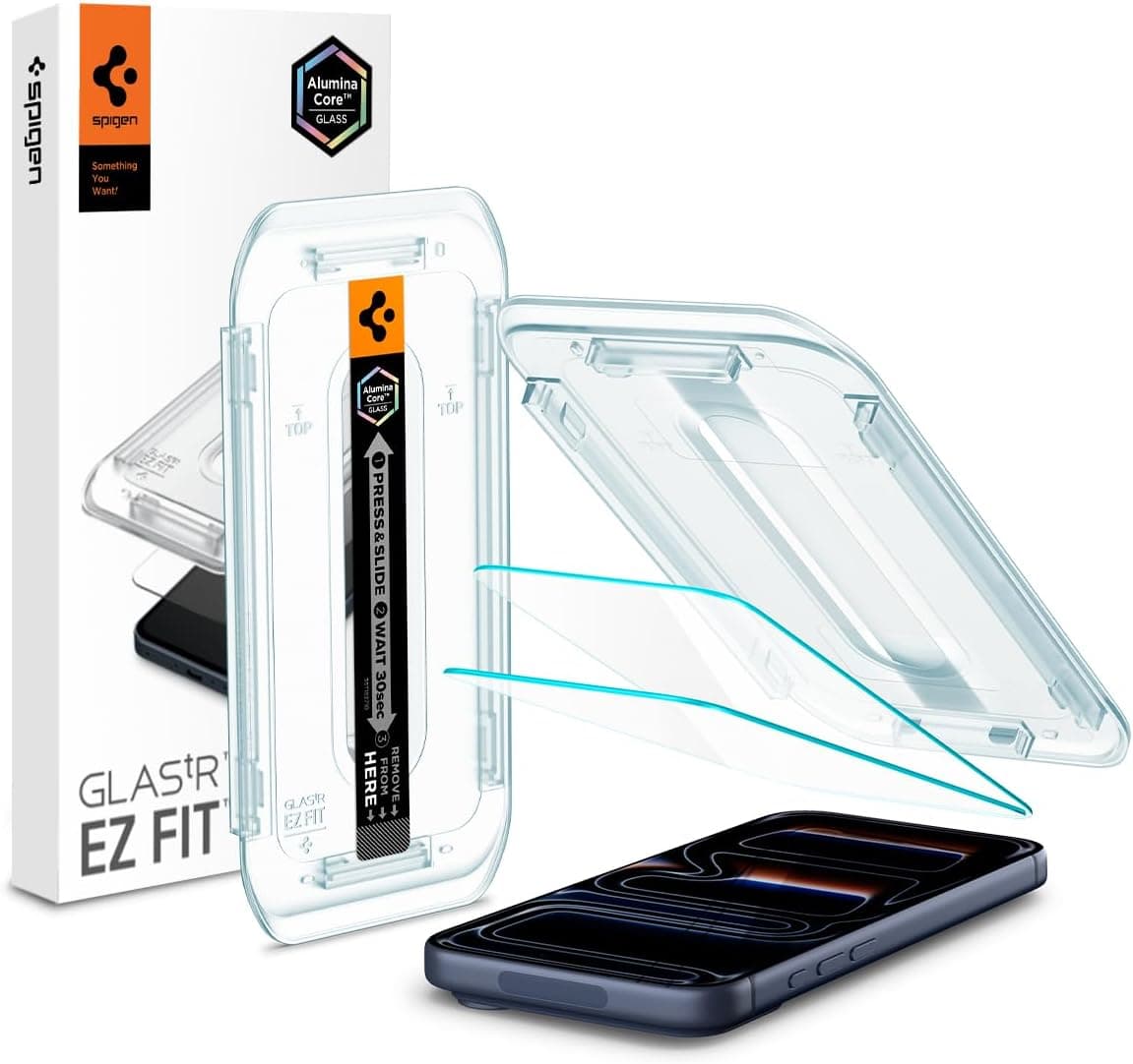 Spigen iPhone 17 Pro / 17/16 Pro ile Uyumlu Kolay Kurulum Cam Ekran Koruyucu GLAS.tR EZ Fit HD (2 Adet) Şeffaf - AGL07928 (Spigen TR Garantili)