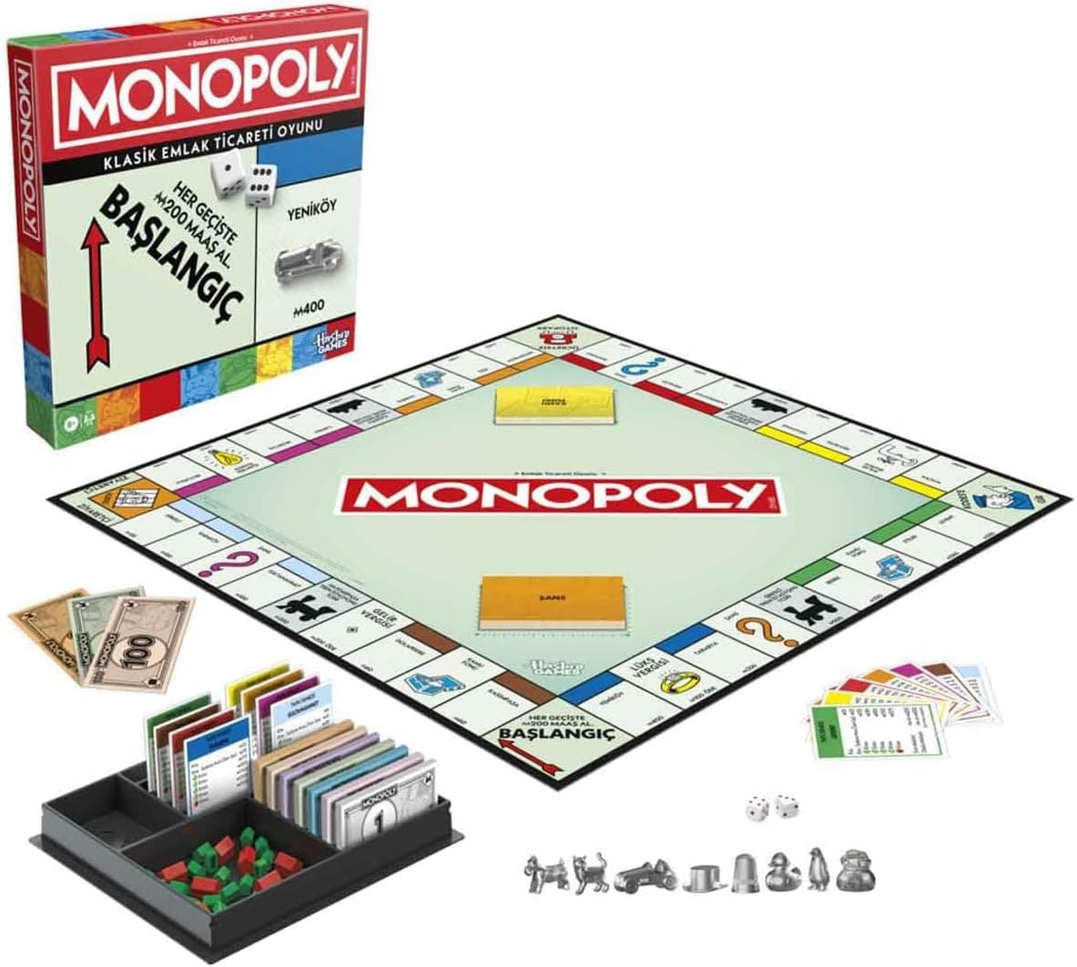 Monopoly Kutu Oyunu | Saklama Tepsili ve Daha Büyük Piyonlu Klasik Oyun | 8 Yaş ve Üzeri | 2 ila 6 Oyuncu | Çocuklar ve Yetişkinler için Aile Oyunları | Çocuk Hediyeleri