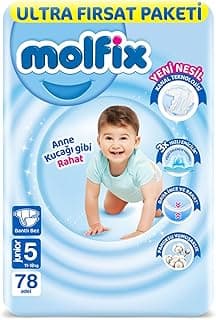 Molfix Bebek Bezi 3D Junior 5 Beden Aylık Paket 78 Adet, Beyaz