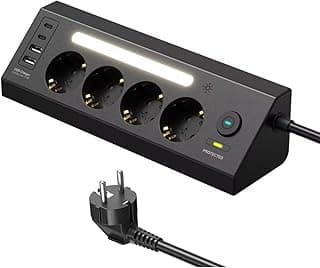 Akım Korumalı Çoklu Priz | 4 Priz Girişi + 2 USB-C + 2 USB-A Çıkışı | 2 Metre Kablo | LED Işıklı | Hızlı Şarj ve Güvenli Kullanım