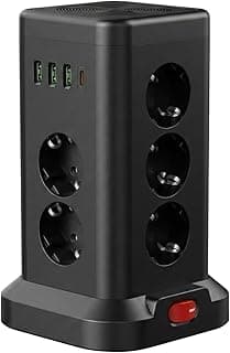 Akım Korumalı Çoklu Priz, 3 Adet USB 1 Adet Type-C ve 11 Adet Priz Girişi, 3680W Termal Akım Korumalı, 2M Kablo Uzunluğu, Hızlı Şarj Destekli, Tüm Cihazlar ile Uyumlu Kule Tipi Çoklu Şarj İstasyonu