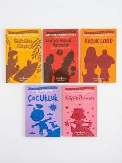 İş Çocuk Klasikleri 5 Kitap Seti - Kısaltılmış Metin | Söğütlükte Rüzgar, Sherlock Holmes, Küçük Lord & Prenses, Çocukluk - Tolstoy, Dünya Klasikleri