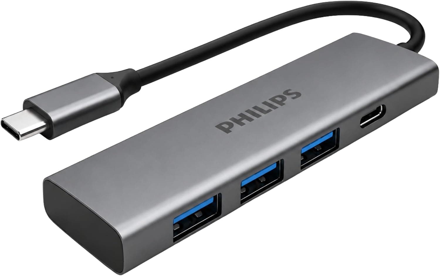 PHILIPS 4-in-1 USB-C Hub | 3x USB 3.0 5Gbps, 1x USB-C 5Gbps, Hızlı Veri Transferi, Kompakt ve Dayanıklı, Alüminyum Alaşım, Windows macOS Linux ve Android ile Uyumlu, SWR5041/00