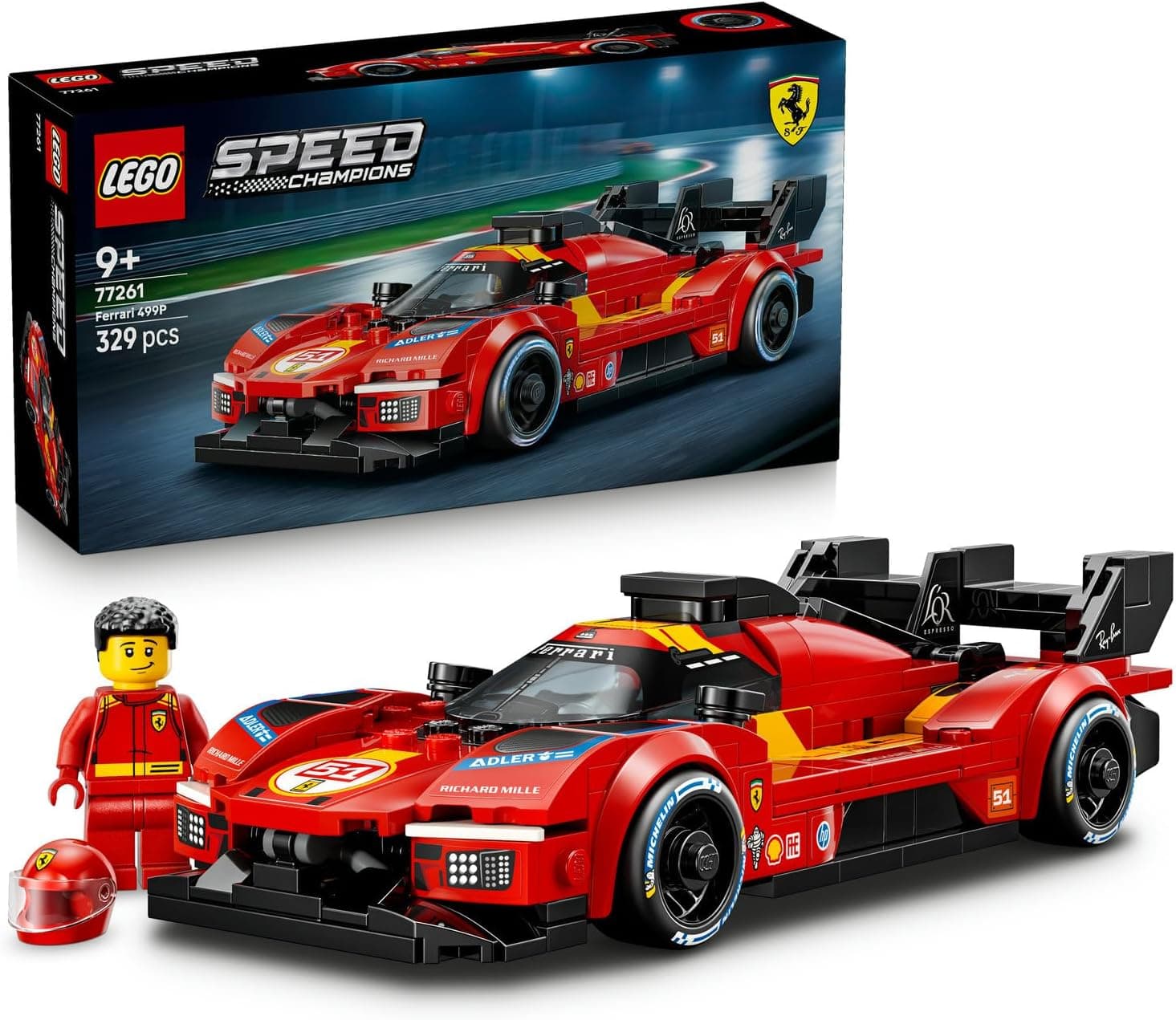 LEGO Speed Champions Ferrari 499P 77261 | 9 Yaş ve Üzeri için Lastiklerde Michelin Baskısı Gibi Gerçekçi Detaylar İçeren Oyuncak Yapım Seti, Hediye Fikri (329 Parça)
