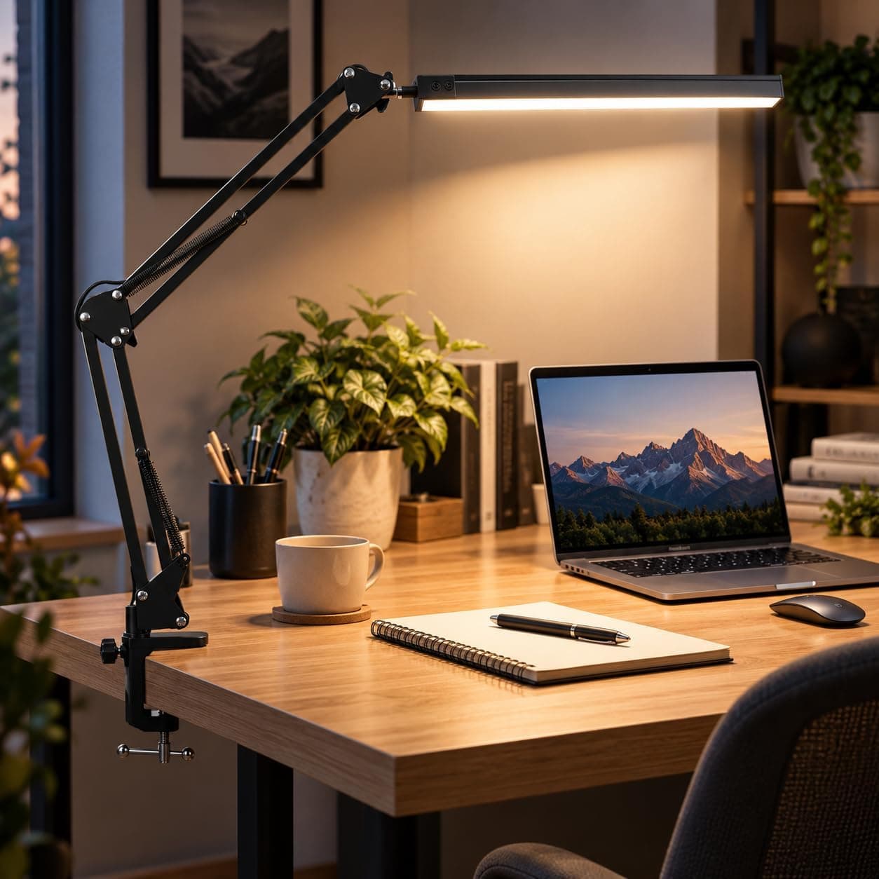 Robeve 80 LED Uzun Kollu Kelepçeli Masa Lambası - 3 Renk 10 Kademe Parlaklık, 360° Ayarlanabilir Başlık, USB Mimar Çalışma Okuma Çizim Lambası Bilgisayar Masası Lambası Akrobatik Lamba