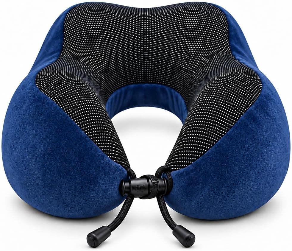 Seyahat Boyun Yastığı - Hafızalı Köpük, 360° Destekli, Ortopedik Seyahat Yastığı - Ayarlanabilir Çene Desteği, Yumuşak Kumaş, Yıkanabilir Kılıf, Gizli Fermuar, Uçak ve Araç Seyahatları İçin