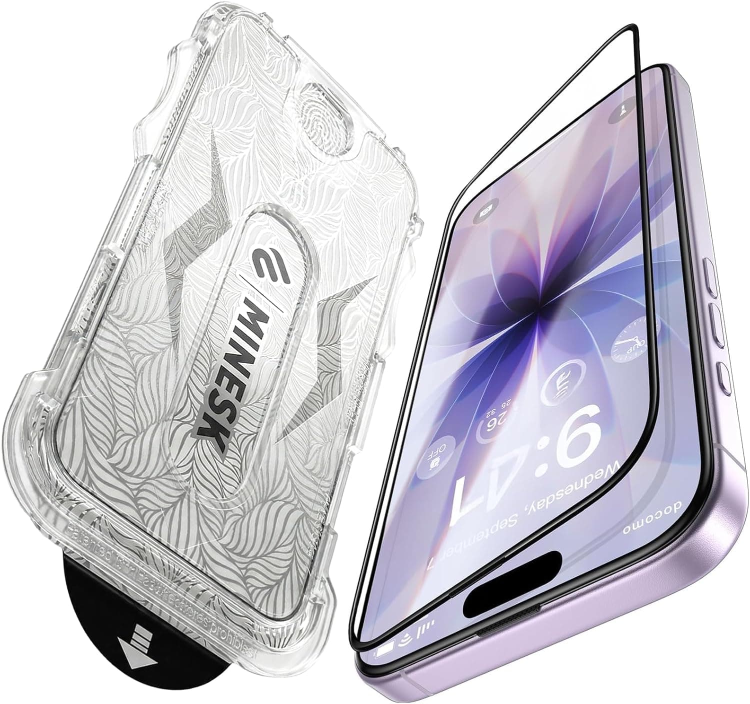 Minesk iPhone 17-16 PRO ile Uyumlu Hizalama Aparatlı ve Takılırken Camın Altında Kesinlikle Toz Bırakmayan Darbelere Karşı Ekstra Güçlü HD Ekran Koruyucu Cam (Kolay Kurulum, 17-16 PRO)