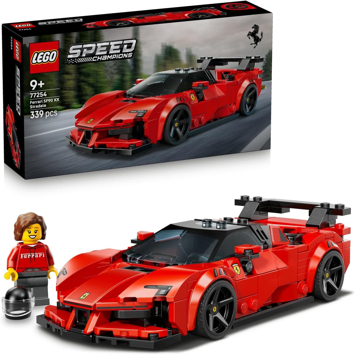 LEGO Speed Champions Ferrari SF90 XX Stradale Spor Araba 77254 | 9 Yaş ve Üzeri Çocuklar için Minifigür İçeren Ferrari Kıyafetli Minifigür İçeren Oyuncak Yapım Seti, Hediye Fikri (339 Parça)