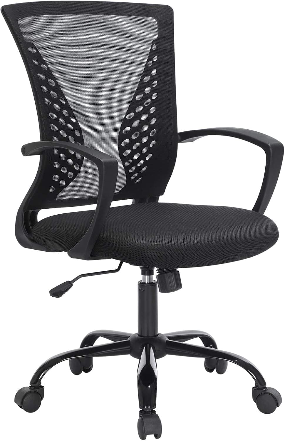 SONGMICS Ofis Sandalyesi, 360 Döner Sandalye, Sallanma Fonksiyonlu, Nefes Alabilir, Ofis, Çalışma Odası, 120 Kg'A Kadar Taşıyabilir, Siyah, Obn22Bk