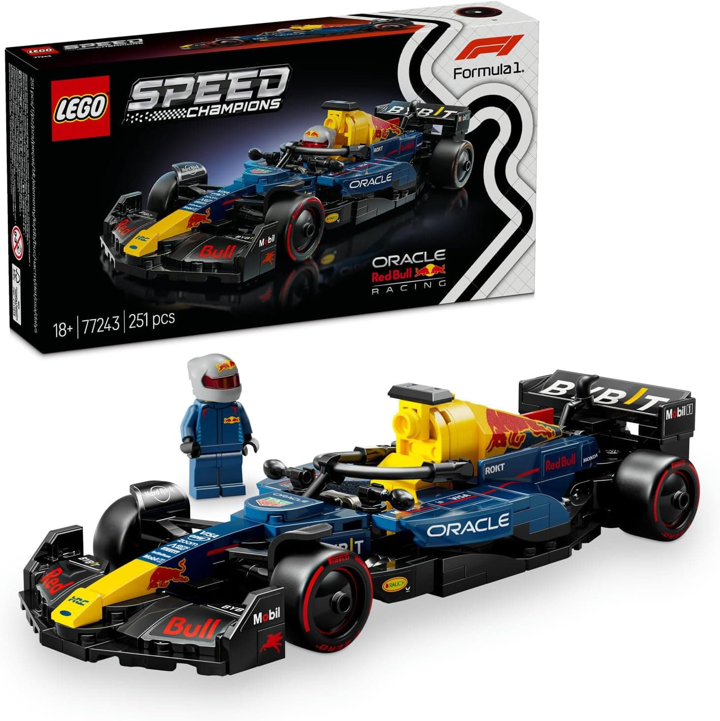 LEGO Speed Champions Oracle Red Bull Racing RB20 F1 Yarış Arabası 77243 | Yetişkinler için Sürücü Minifigürü ve Orijinal Detaylar İçeren Koleksiyonluk Model Yapım Seti, Hediye Fikri (251 Parça)