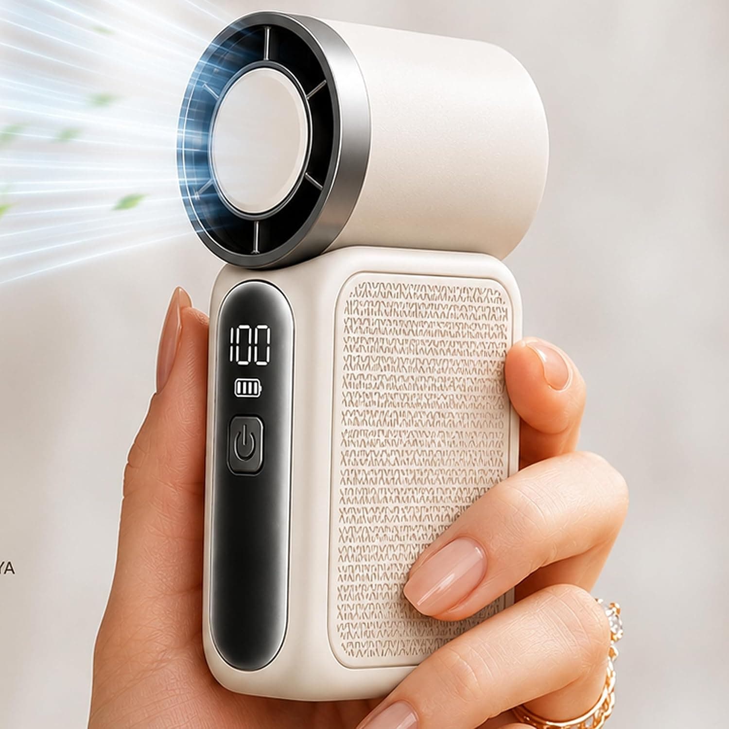 Coverzone 9cmx4cm Ultra Mini En Küçük El Fanı Taşınabilir Şarjlı Dijital Göstergeli Ayarlanabilir Hız Kademeli Taşınabilir Soğutucu Fan Usb-C Şarjlı Masaüstü Seyahat Ofis Kamp Için Vantilatör Fs-24