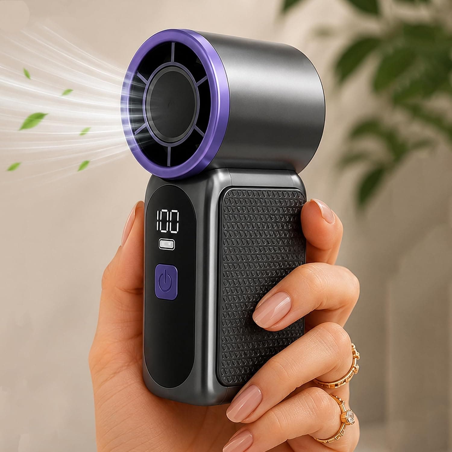 Coverzone 9cmx4cm Ultra Mini En Küçük El Fanı Taşınabilir Şarjlı Dijital Göstergeli Ayarlanabilir Hız Kademeli Taşınabilir Soğutucu Fan Usb-C Şarjlı Masaüstü Seyahat Ofis Kamp Için Vantilatör Fs-24