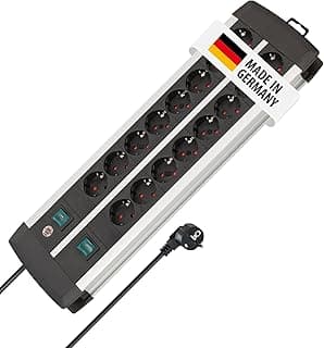 Brennenstuhl Premium-Alu-Line, Güç Şeridi 16 Soketli-2 Anahtarlı-3 Metre Priz