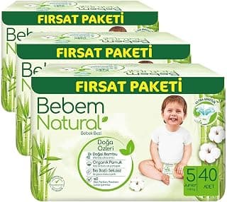 Bebem Natural Bebek Bezi Junior 5 Beden Fırsat Paketi 40 Adet (3 paketi)