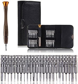 Orret Home 25 Parça Hassas Tornavida Seti, Deri Çantalı, Krom-Vanadyum Çelik, PC/Laptop/Telefon/Gözlük Tamir Seti, Torx/Düz/Yıldız Uçlu