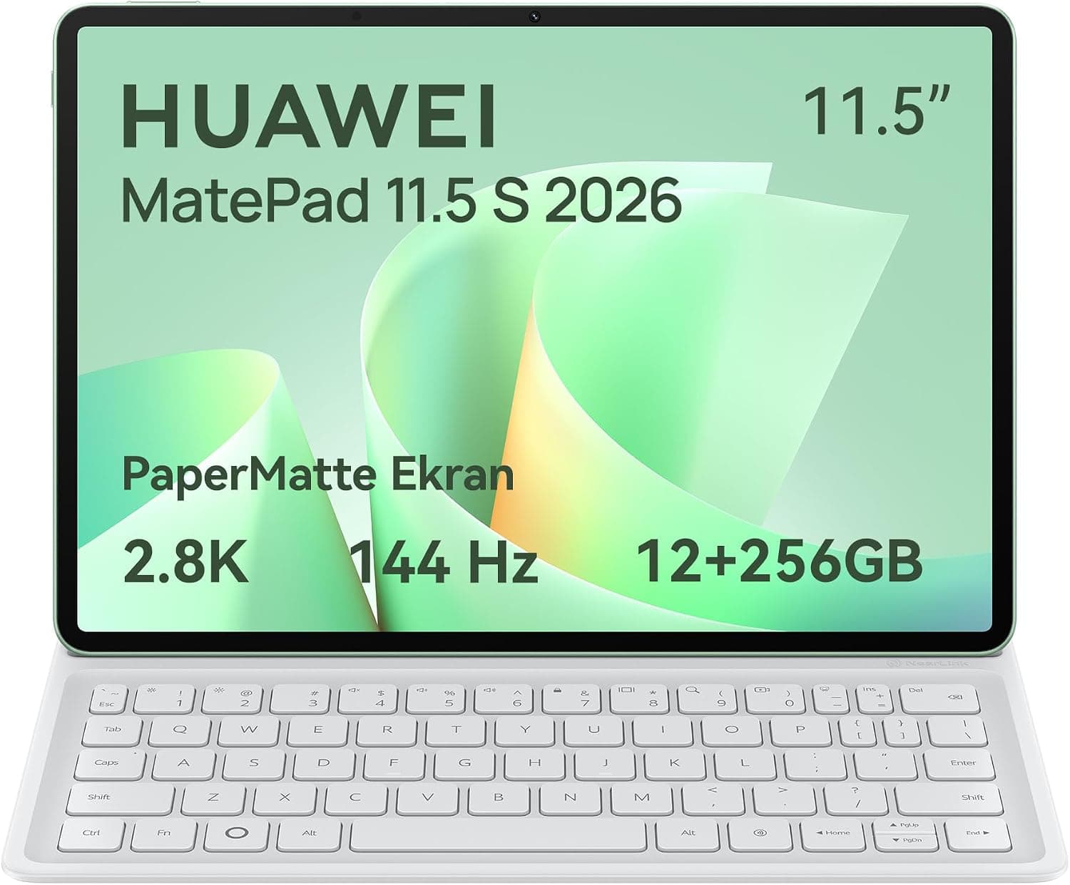 HUAWEI MatePad 11.5 S 2026 Yeni Tablet, 2.8K 144 Hz Ultra Net PaperMatte Ekran, 12 GB RAM + 256 GB Depolama, 8800 mAh Batarya, 40 W SuperCharge, Wi-Fi 6+, HUAWEI Notes, Ayrılabilir Klavye, Yeşil