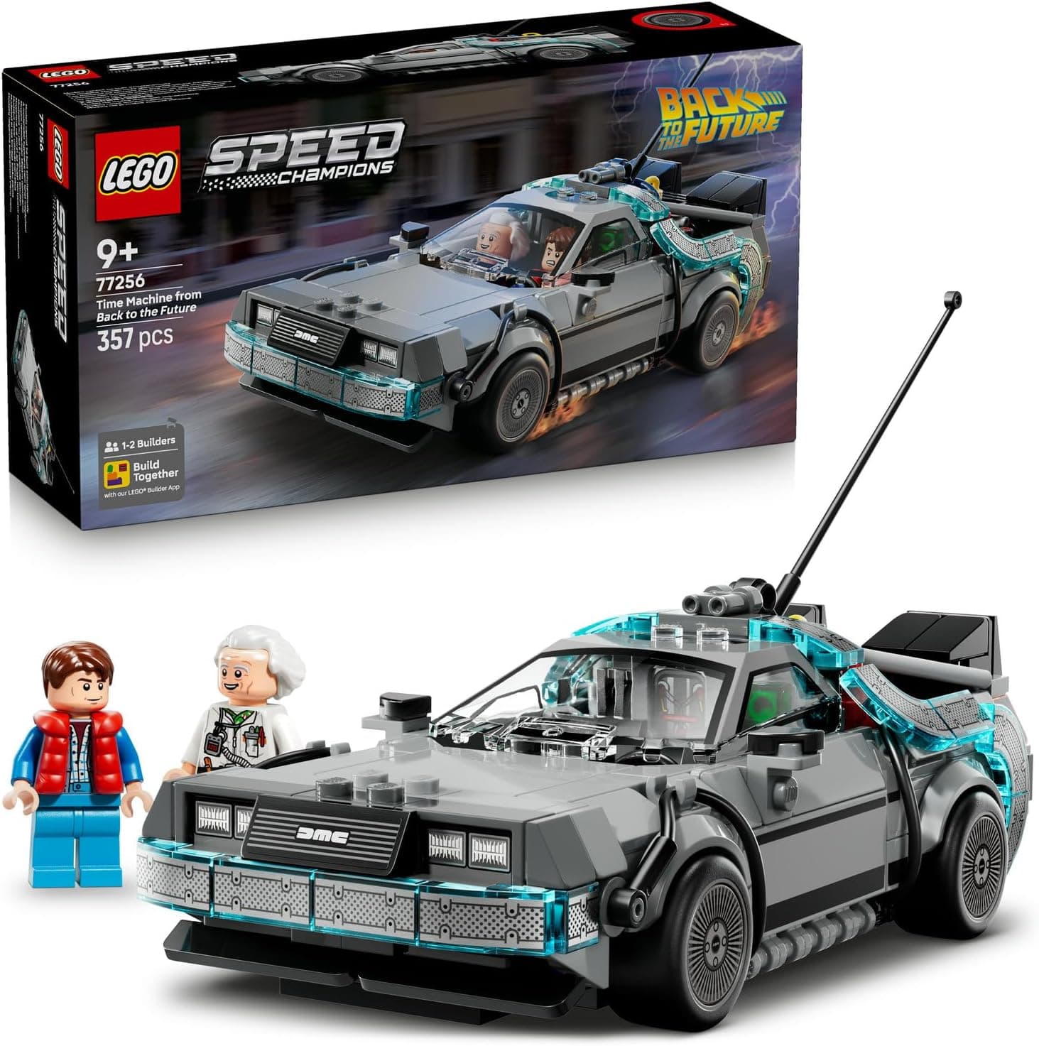 LEGO Speed Champions Geleceğe Dönüş’ten Zaman Makinesi 77256 | 9 Yaş ve Üzeri Çocuklar için Doktor Brown ve Marty McFly Minifigürleri İçeren Oyuncak Yapım Seti, Hediye Fikri (357 Parça)