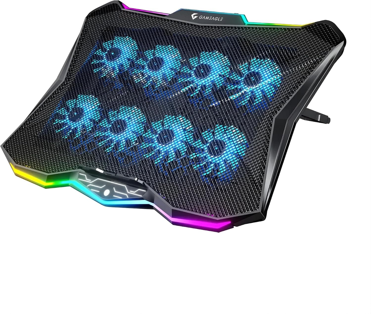 8 Fanlı RGB Notebook Soğutucu, 9-17 İnç Laptop Uyumlu, 7 Kademeli Ergonomik Yükseklik Ayar, Sessiz Çalışma, 2 USB Girişli, 10 Farklı Işık Modlu, Yüksek Performans Laptop Stand EA-02