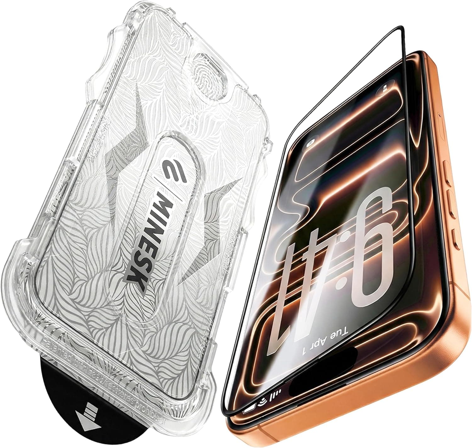 Minesk iPhone 17 Pro Max ile Uyumlu Hizalama Aparatlı ve Takılırken Camın Altında Kesinlikle Toz Bırakmayan Darbelere Karşı Ekstra Güçlü HD Ekran Koruyucu Cam (Kolay Kurulum, 17 PRO MAX)