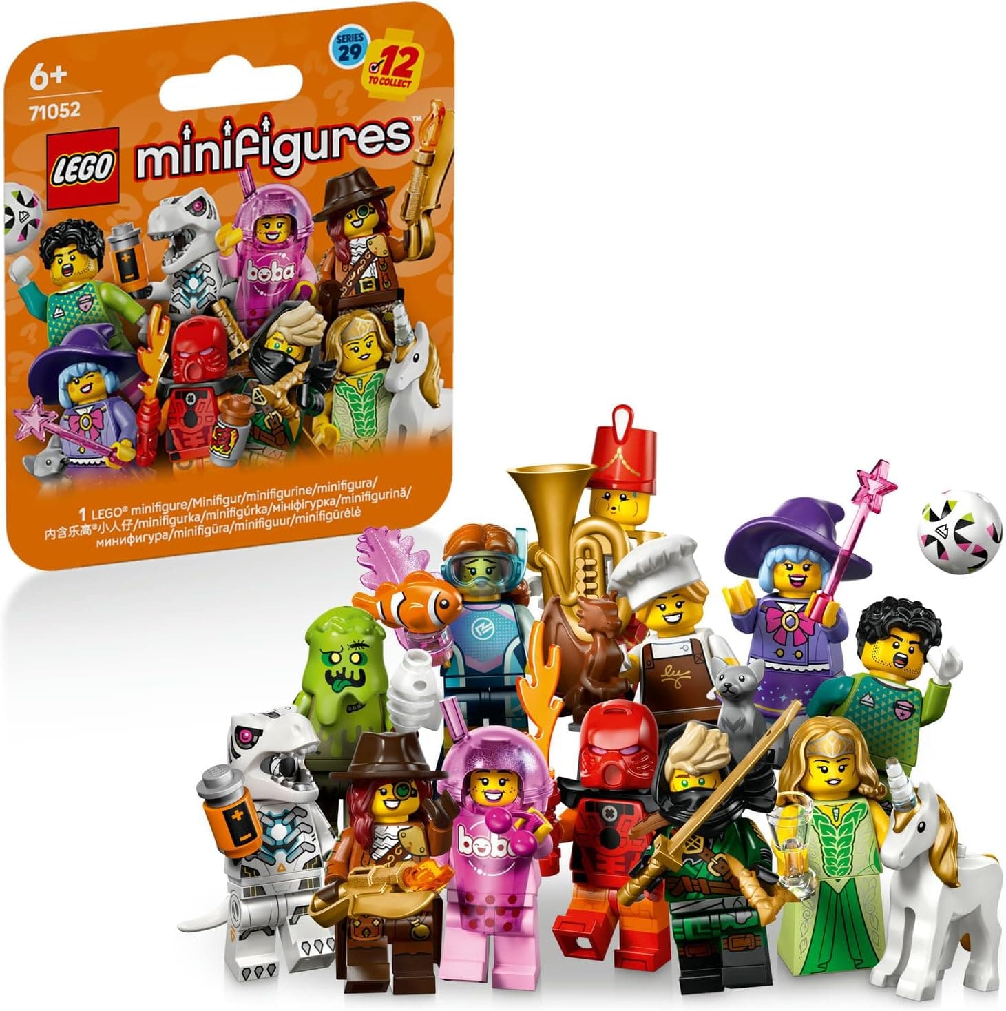 LEGO Minifigures Seri 29 71052-6 Yaş ve Üzeri Kız ve Erkek Çocuklar için Aksesuarlarıyla Birlikte Gelen 12 Karakterden 1'ini İçeren Yaratıcı Oyuncak Yapım Seti, Sürpriz Hediye Fikri (8 Parça)