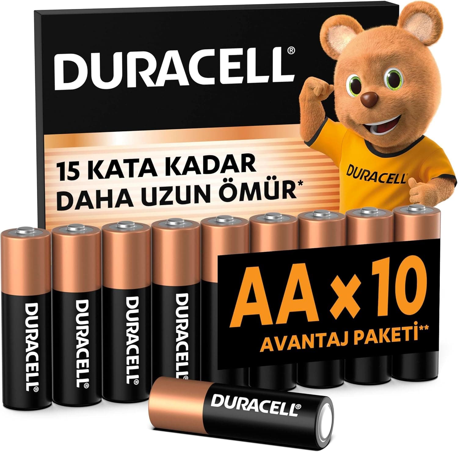 Duracell AA Alkalin Kalem Pil (10'Lu Paket) 1,5 V Lr6/Mn1500